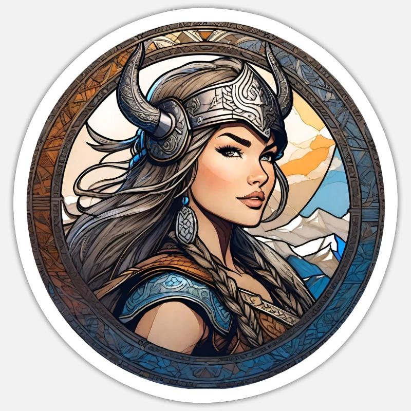 Stolze Wikingerin Germanin Schildmaid - Sticker Größe S (10 x 10 cm) - Mattweiß
