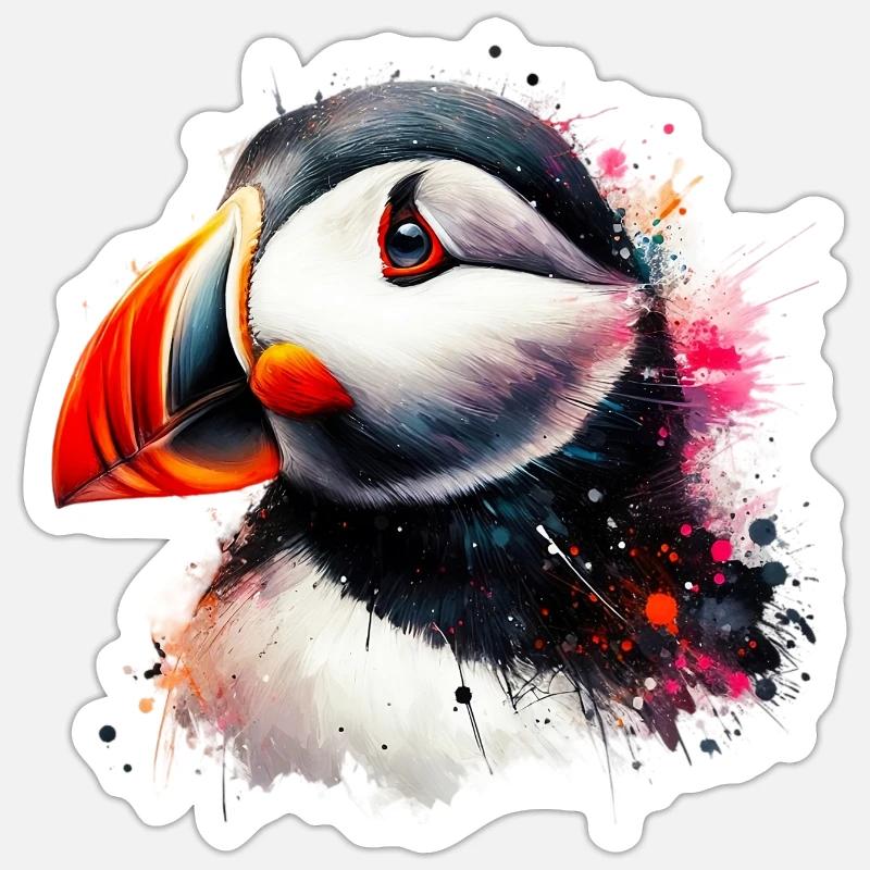 Macareux - Sticker taille S (10 x 10 cm) - blanc mat
