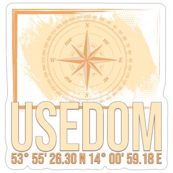 Usedom Koordinaten - Sticker Größe S (10 x 10 cm) - Mattweiß - Vorne