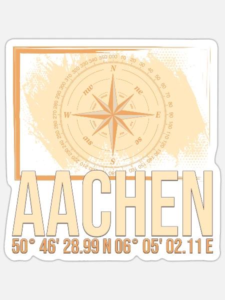 Aachen Koordinaten - Sticker Größe S (10 x 10 cm) - Mattweiß