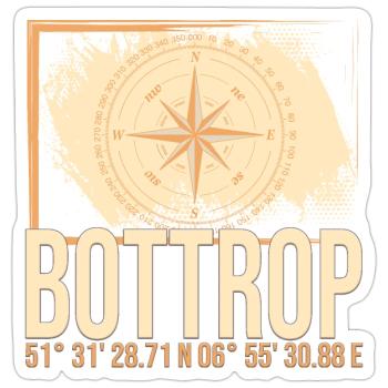 Bottrop Koordinaten - Sticker Größe S (10 x 10 cm) - Mattweiß - Vorne