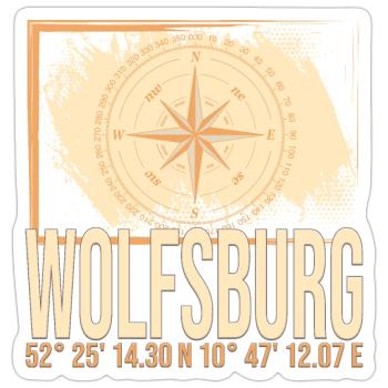Wolfsburg Koordinaten - Sticker Größe S (10 x 10 cm) - Mattweiß - Vorne