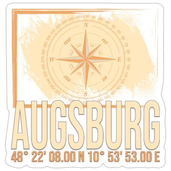 Augsburg Koordinaten - Sticker Größe S (10 x 10 cm) - Mattweiß - Vorne