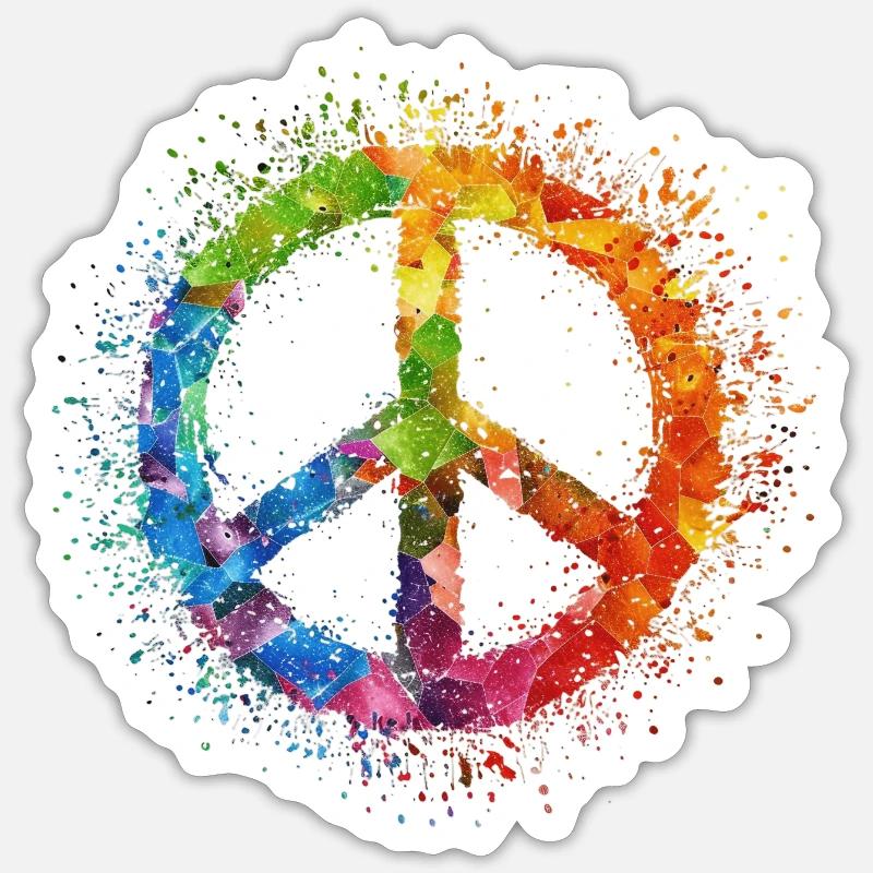 Rainbow Peace Symbol Celebration - Sticker size S (10 x 10 cm) - white matte