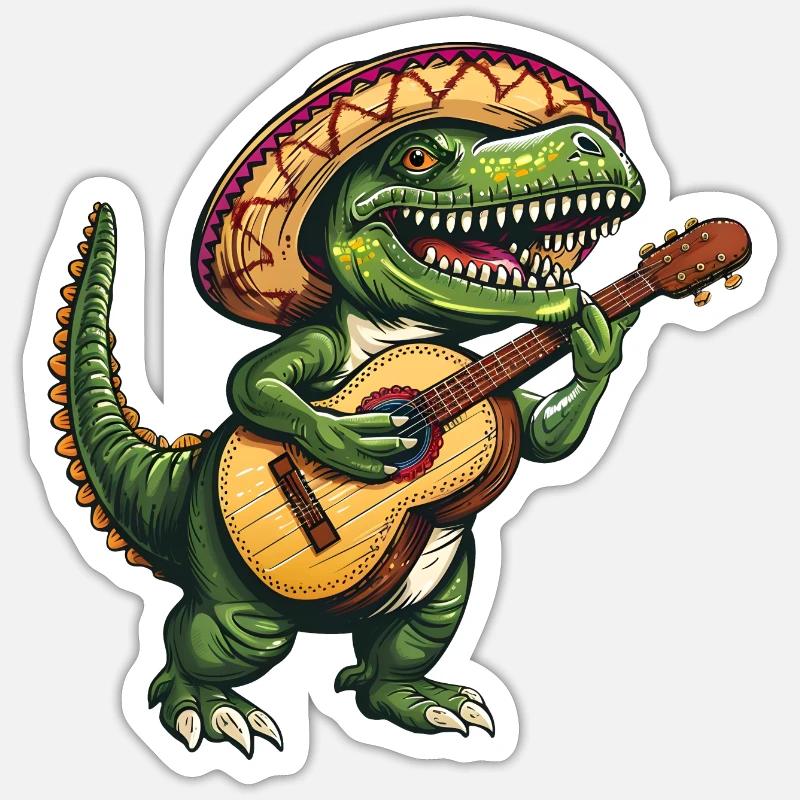 Cinco de Mayo T-Rex Cool - Sticker Größe S (10 x 10 cm) - Mattweiß