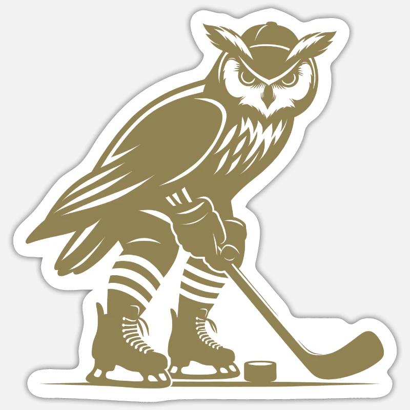 Eule Eishockey Nachtsport Design - Sticker Größe S (10 x 10 cm) - Mattweiß