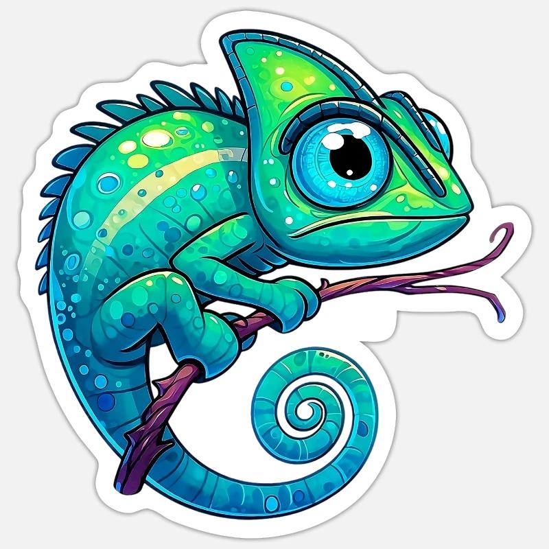 Chamäleon - Sticker Größe S (10 x 10 cm) - Mattweiß