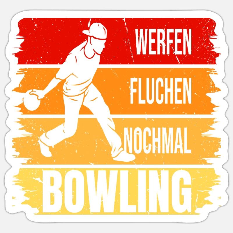 Werfen - Fluchen - Nochmal - Bowling Sticker Größe S (10 x 10 cm)