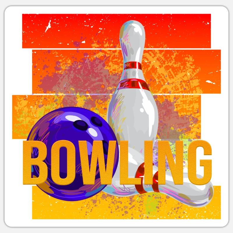 Bowling - Sticker Größe S (10 x 10 cm) - Mattweiß