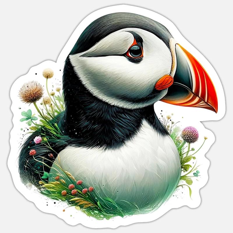Macareux - Sticker taille S (10 x 10 cm) - blanc mat