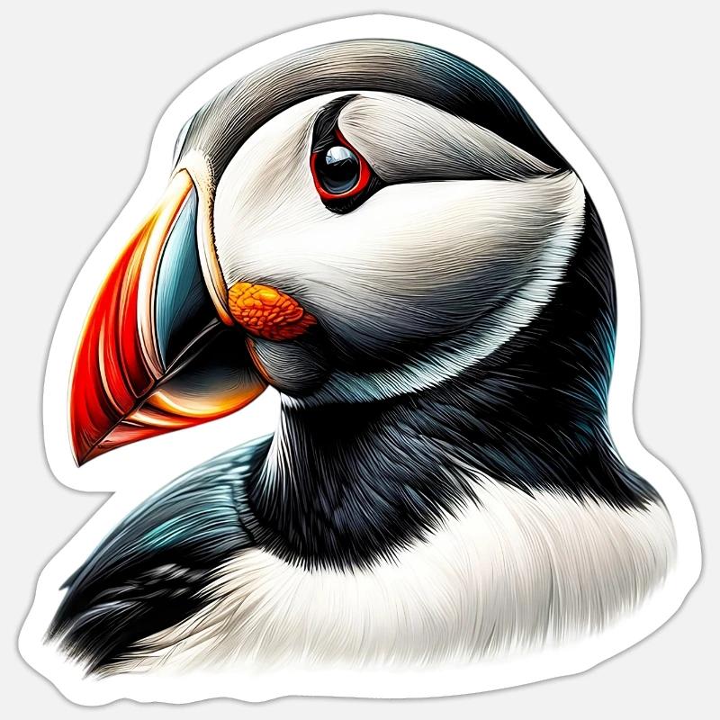 Macareux - Sticker taille S (10 x 10 cm) - blanc mat