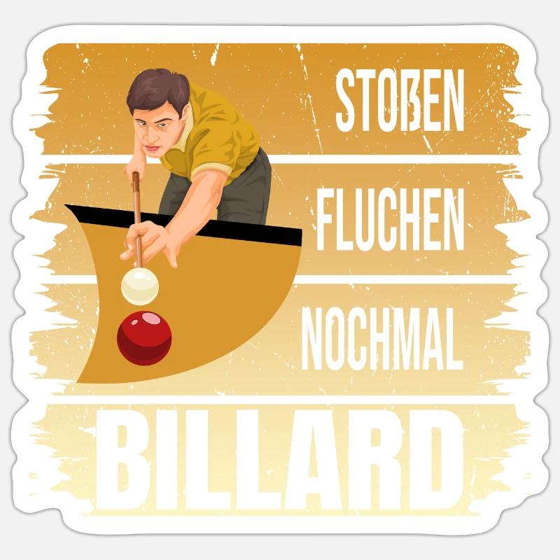 Stoßen - Fluchen - Nochmal - Billard Sticker Größe S (10 x 10 cm)
