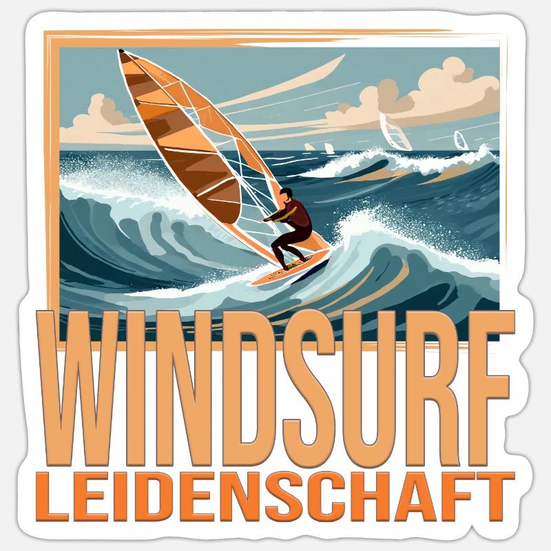 Windsurf Leidenschaft - Sticker Größe S (10 x 10 cm) - Mattweiß