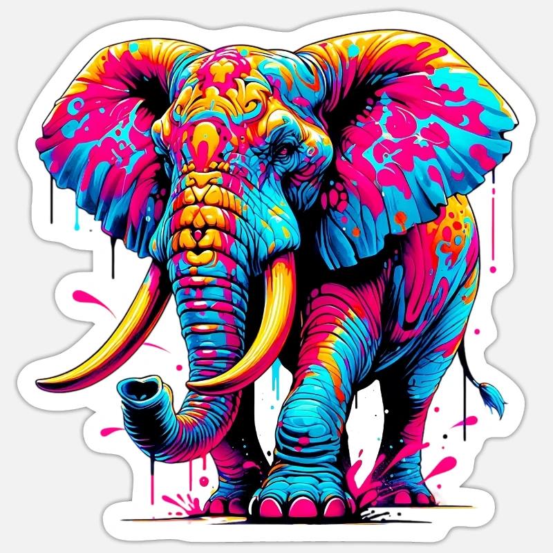 Éléphant - Sticker taille S (10 x 10 cm) - blanc mat