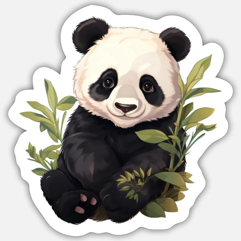 Panda - Sticker taille S (10 x 10 cm) - blanc mat