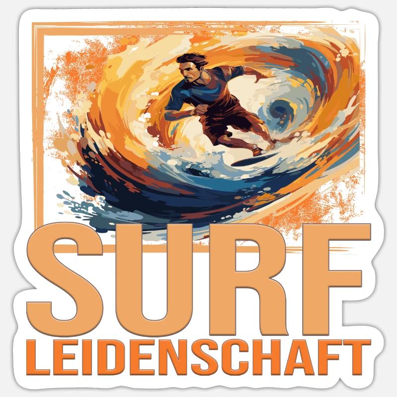 Surf Leidenschaft - Sticker Größe S (10 x 10 cm) - Mattweiß