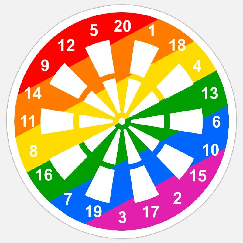 Regenbogen Dartscheibe - Sticker Größe S (10 x 10 cm) - Mattweiß