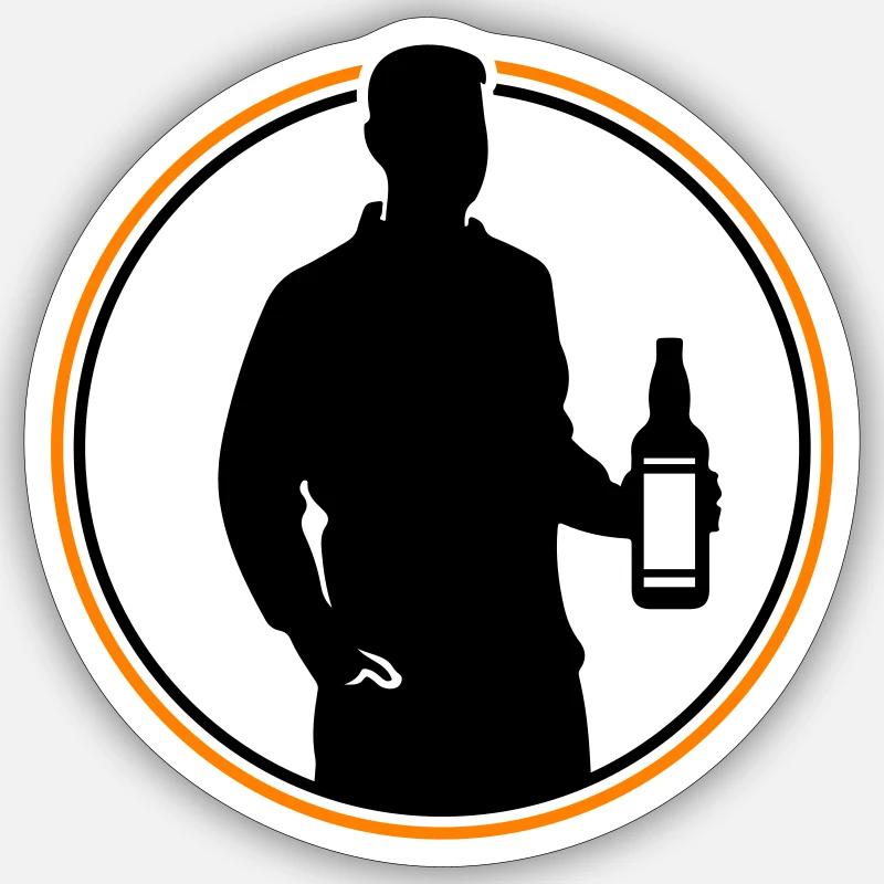 Icône de silhouette de buveur - Sticker taille S (10 x 10 cm) - blanc mat