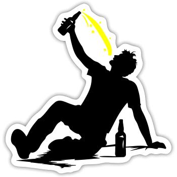 Drinking Bier Silhouette - Sticker Größe S (10 x 10 cm) - Mattweiß - Vorne
