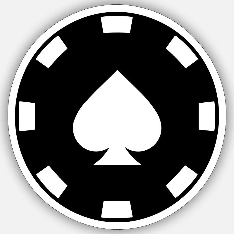 Poker-Chip - Sticker Größe S (10 x 10 cm) - Mattweiß