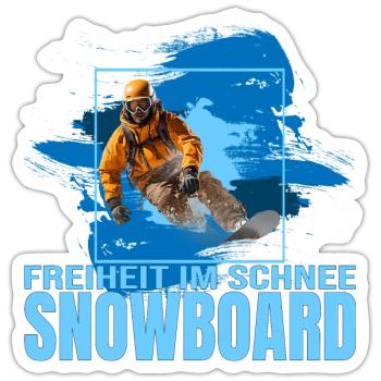 Freiheit im Schnee - Snowboard - Sticker Größe S (10 x 10 cm) - Mattweiß - Vorne