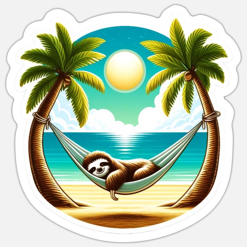 Faultier liegt in einer Hängematte - Sticker Größe S (10 x 10 cm) - Mattweiß