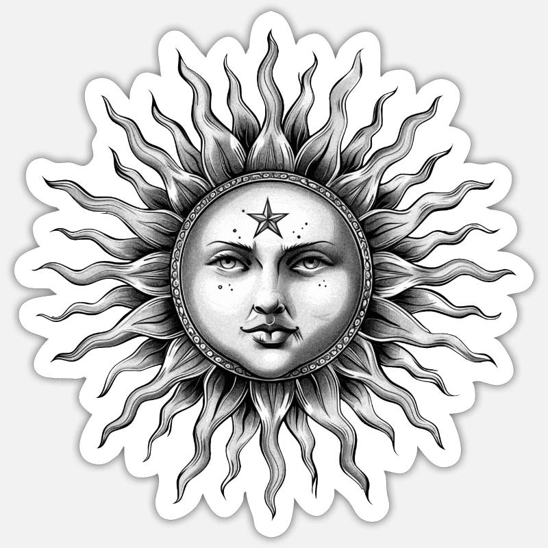 Sonne retro - Sticker Größe S (10 x 10 cm) - Mattweiß