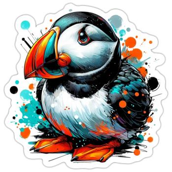Papageitaucher - Sticker Größe S (10 x 10 cm) - Mattweiß - Vorne