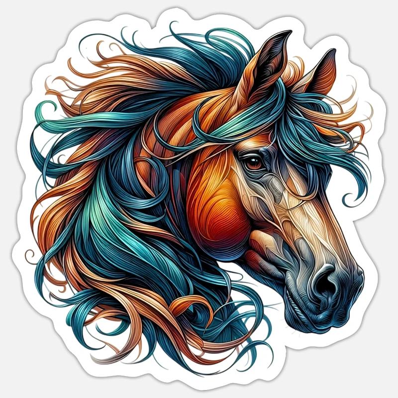 Cheval - Sticker taille S (10 x 10 cm) - blanc mat