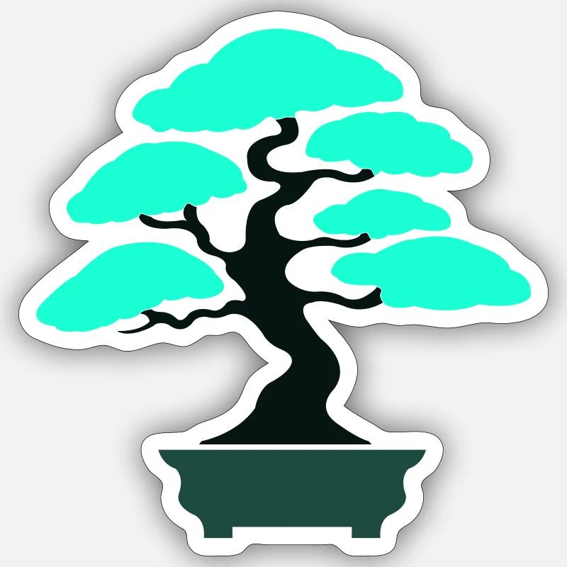 bonsai baum - Sticker Größe S (10 x 10 cm) - Mattweiß