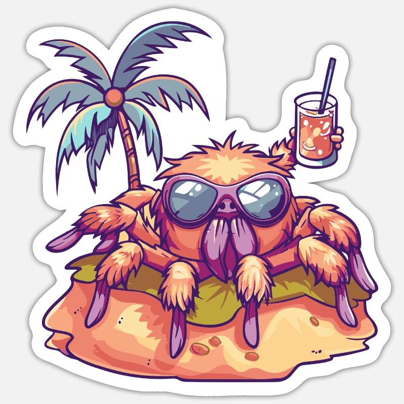 Tarantula Summer Beach Vacation - Sticker size S (10 x 10 cm) - white matte