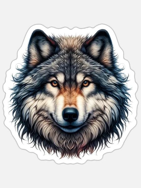 Wolf - Sticker Größe S (10 x 10 cm) - Mattweiß