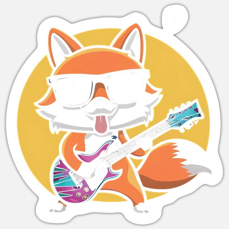 Panda Playing Guitar Gift - Sticker size S (10 x 10 cm) - white matte