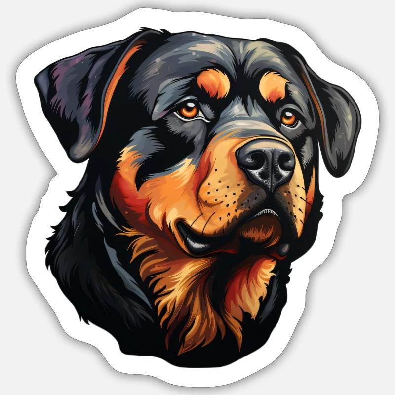 Rottweilerkopf - Sticker taille S (10 x 10 cm) - blanc mat