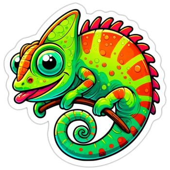 Chamäleon - Sticker Größe S (10 x 10 cm) - Mattweiß - Vorne