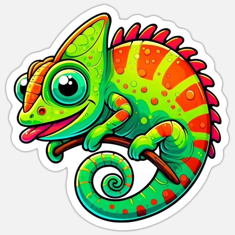 Caméléon - Sticker taille S (10 x 10 cm) - blanc mat