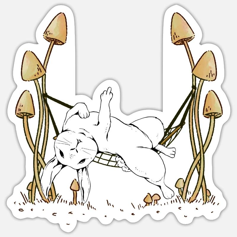 Bunny Hammock Chilling Rabbit Bunnies - Sticker size S (10 x 10 cm) - white matte