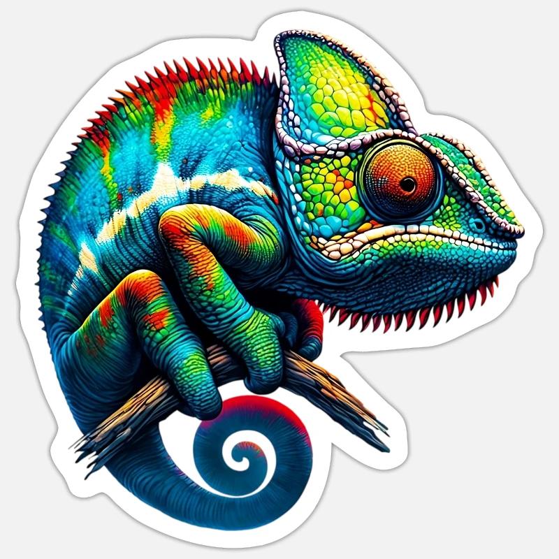 Caméléon - Sticker taille S (10 x 10 cm) - blanc mat