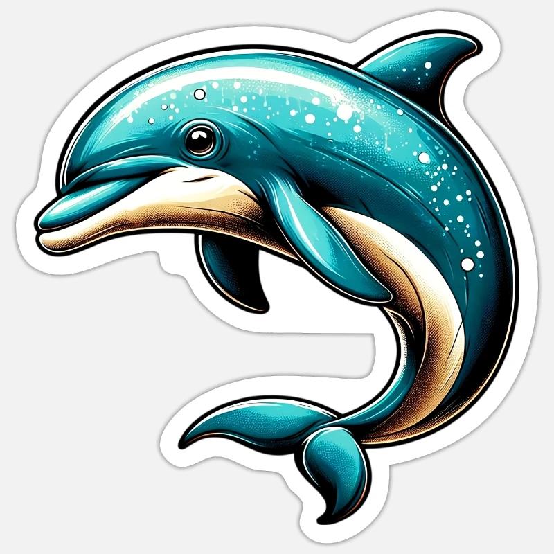 Delfin - Sticker Größe S (10 x 10 cm) - Mattweiß