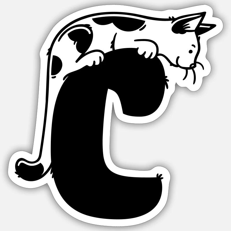 Cat Letter C - Sticker size S (10 x 10 cm) - white matte