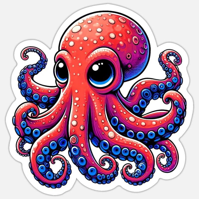Pieuvre - Sticker taille S (10 x 10 cm) - blanc mat