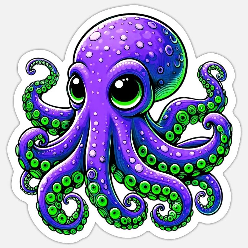 Pieuvre - Sticker taille S (10 x 10 cm) - blanc mat