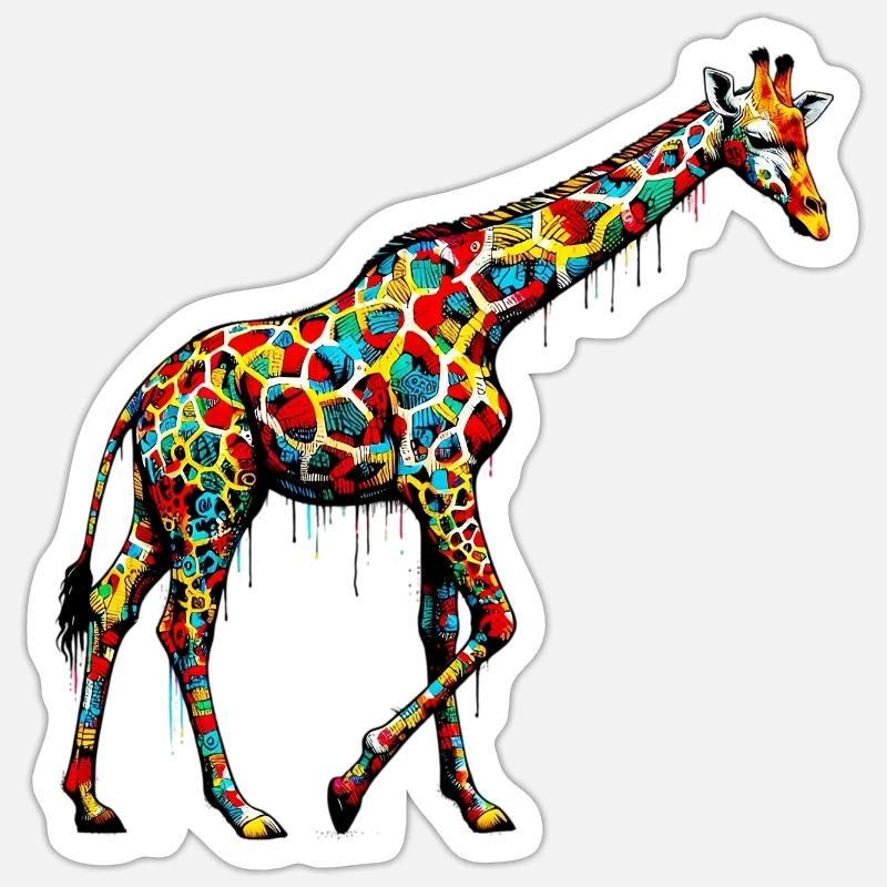 Girafe - Sticker taille S (10 x 10 cm) - blanc mat