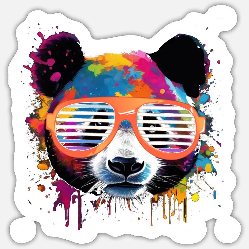 Panda, panda ours, ours, graffiti, coloré Sticker taille S (10 x 10 cm)