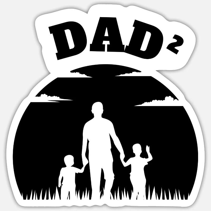 Dad² 2 Sons Black - Sticker size S (10 x 10 cm) - white matte