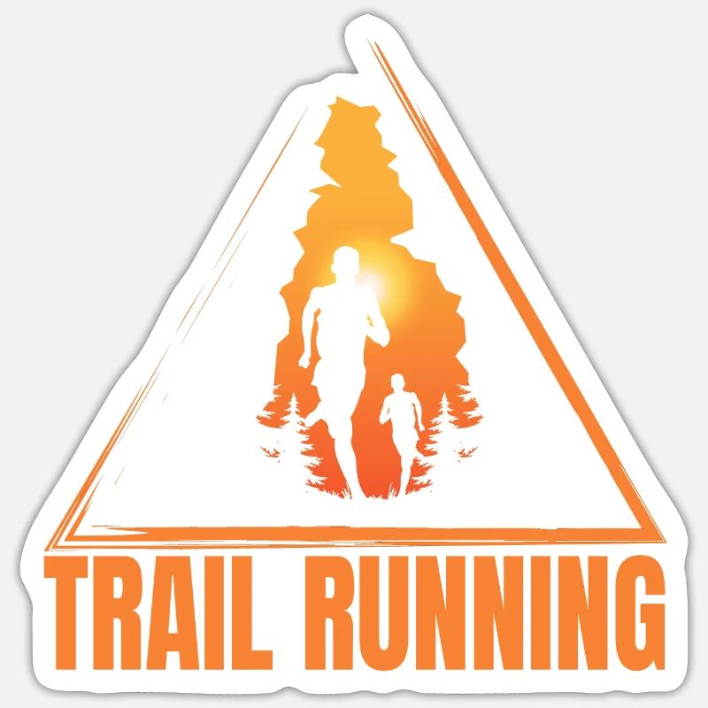 Trail Running - Sticker Größe S (10 x 10 cm) - Mattweiß