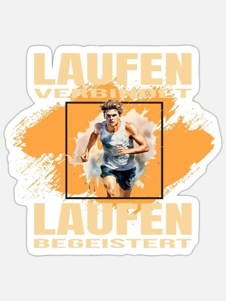 Laufen verbindet - Laufen begeistert - Sticker Größe S (10 x 10 cm) - Mattweiß