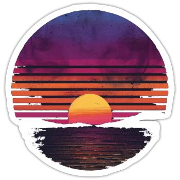 Rétro coucher de soleil extérieur océan des années 80 Vintage - Sticker taille S (10 x 10 cm) - blanc mat - Devant