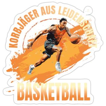 Basketball: Korbjäger aus Leidenschaft - Sticker Größe S (10 x 10 cm) - Mattweiß - Vorne