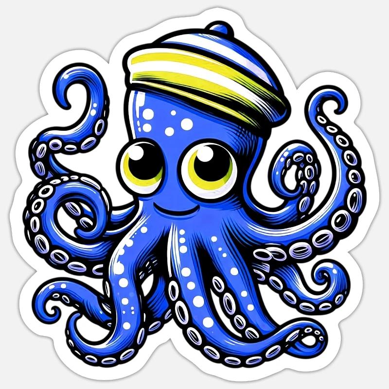 Krake - Sticker Größe S (10 x 10 cm) - Mattweiß